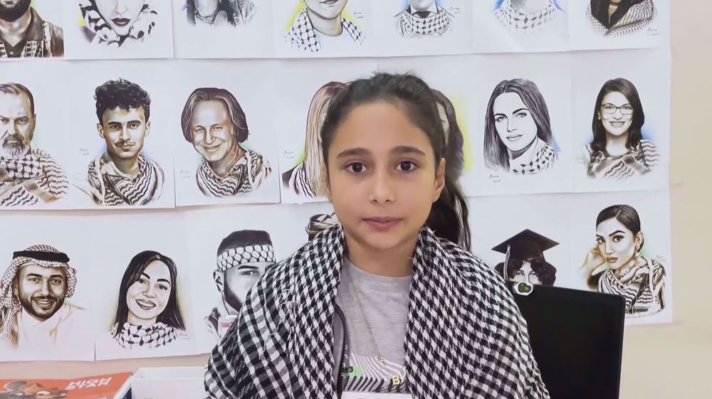 Art in a time of war: 10-year-old Gazan paints portraits of pro-Palestinian figures