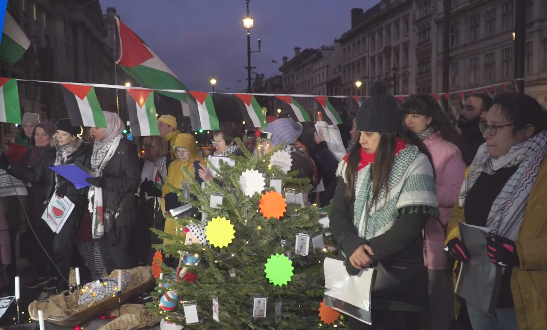 Carol Singers for Palestine on London’s Parliament Square