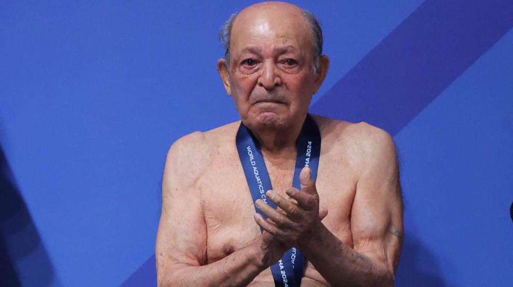 An Iranian rarity: 99-year-old diver crowned at World Aquatics games