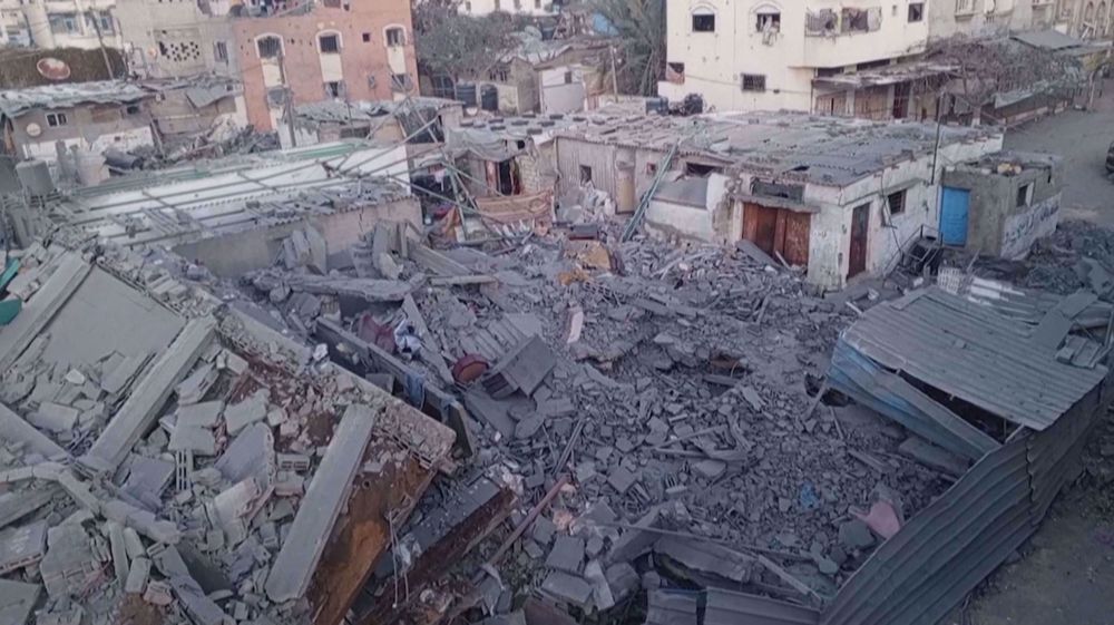 Aftermath of Israeli strikes on central Gaza's Nuseirat camp