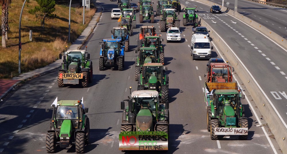 Tractors clog streets of Barcelona as farmers protest across EU