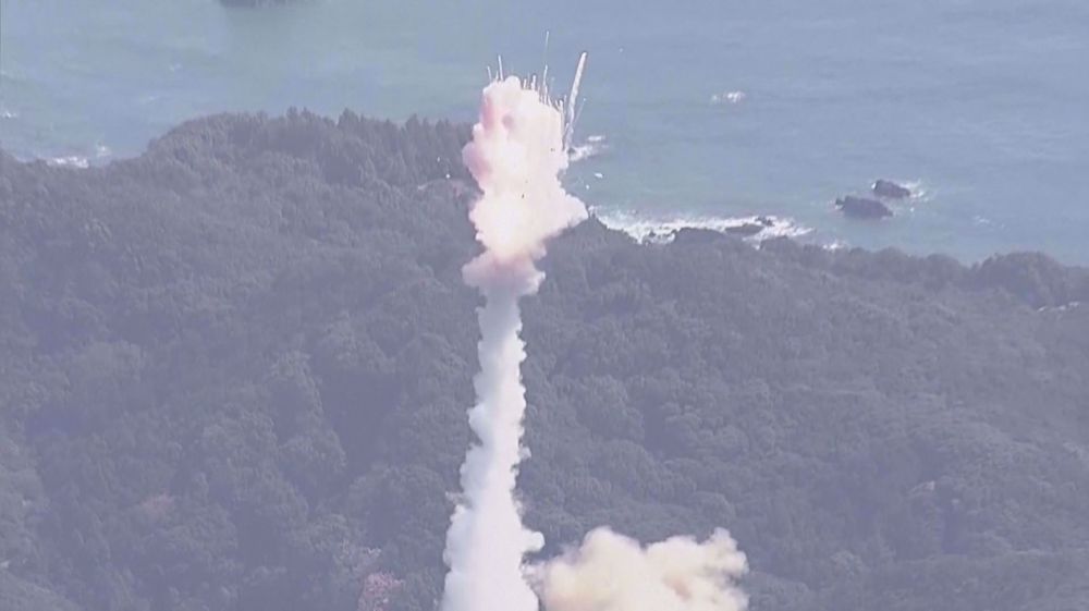 Aerial footage of Japan rocket exploding seconds after launch