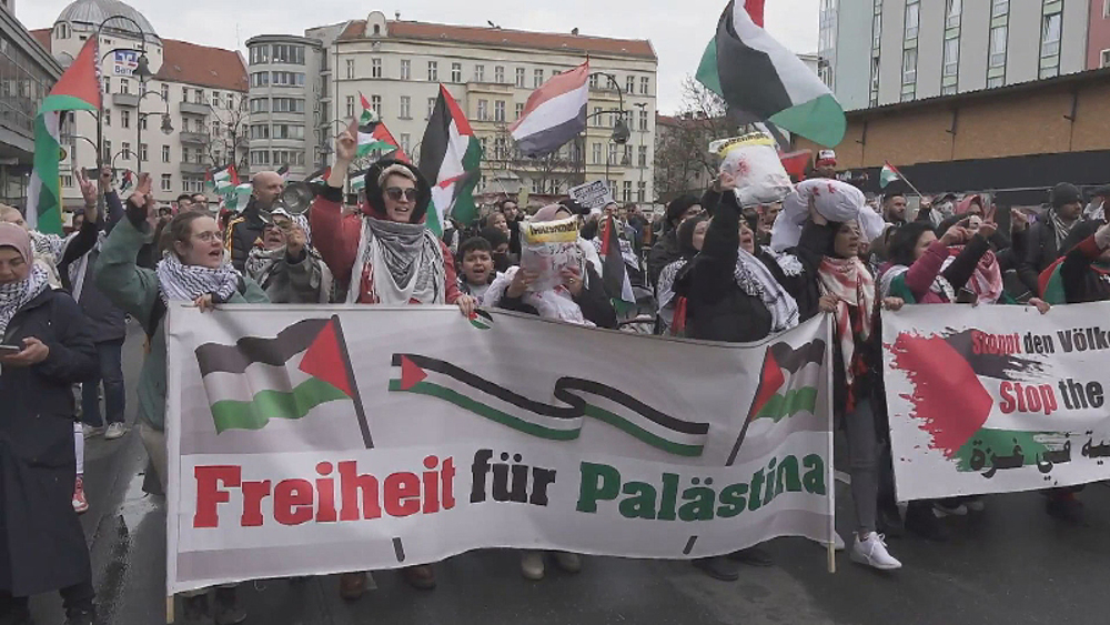 Pro-Palestine activists demand Gaza ceasefire at rally in Berlin