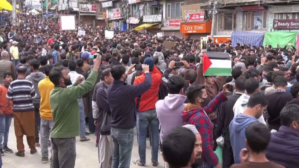 Protesters in Kashmir march in support of Palestine