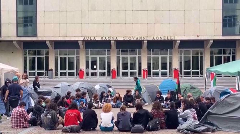 Students set up tent camp at Turin university in support of Palestinians