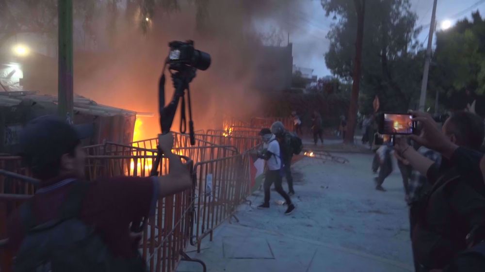 Violent protest outside Israeli embassy in Mexico over tent camp bombings