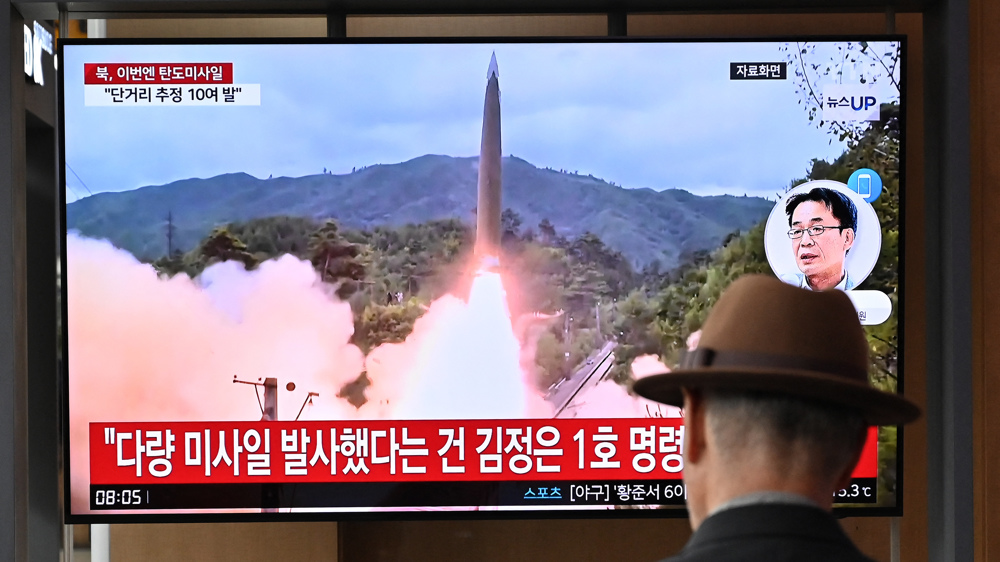 North Korea fires at least 10 short-range ballistic missiles into East Sea