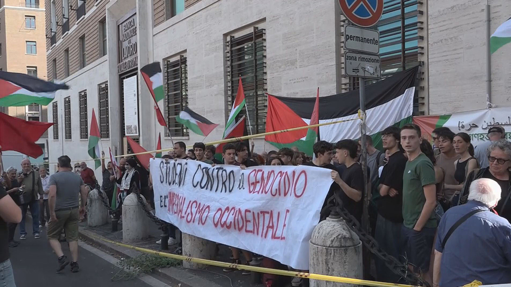 Manifestation «Stop au génocide à Gaza» devant l’ambassade US à Rome