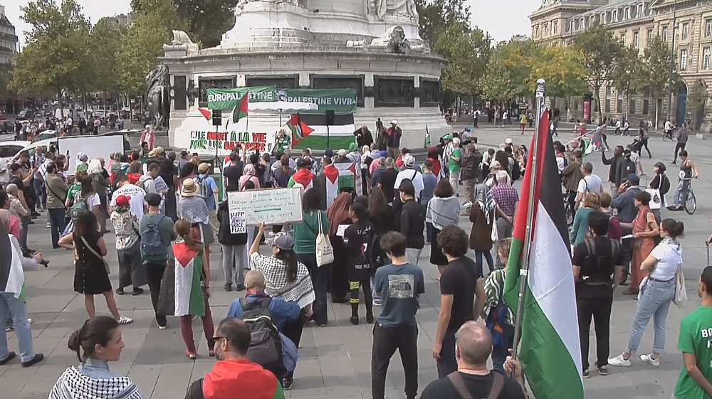 People in French capital rally in solidarity with Palestinians in Gaza