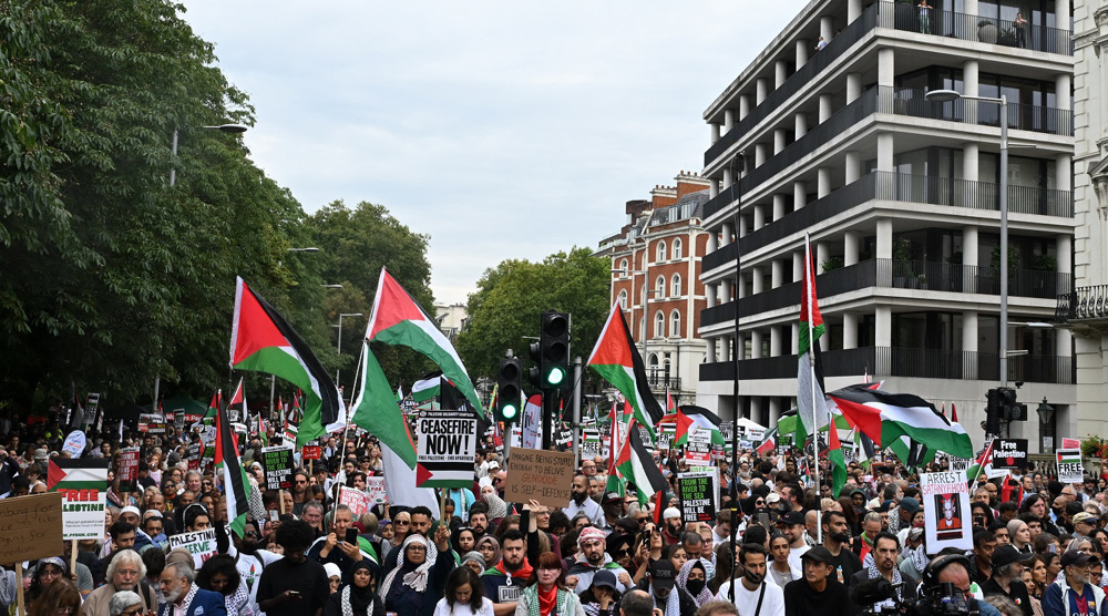 Thousands protest in London to call for ceasefire in Gaza, suspension of all arms sales to Israel