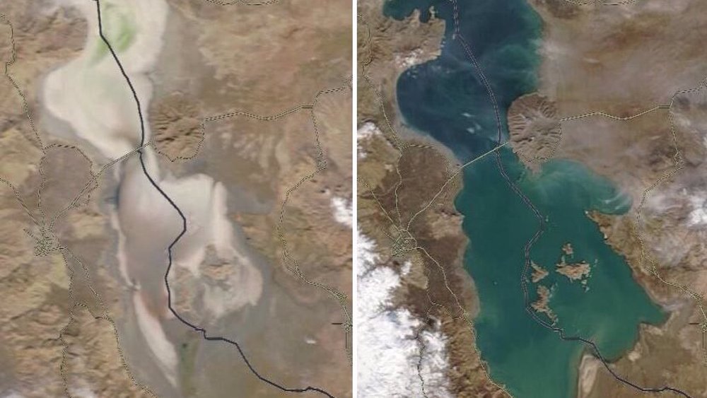 Iran reports major increase in water levels at Lake Urmia