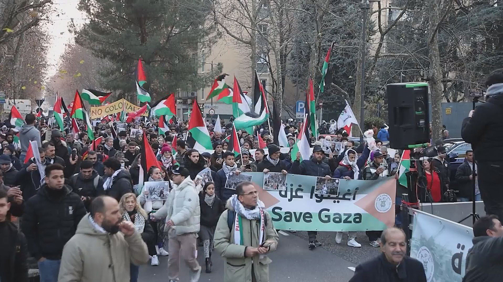 Hundreds march in Milan to denounce Israeli genocide in Gaza