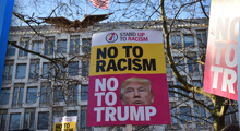 American expats stage anti-Trump demo outside US embassy in London