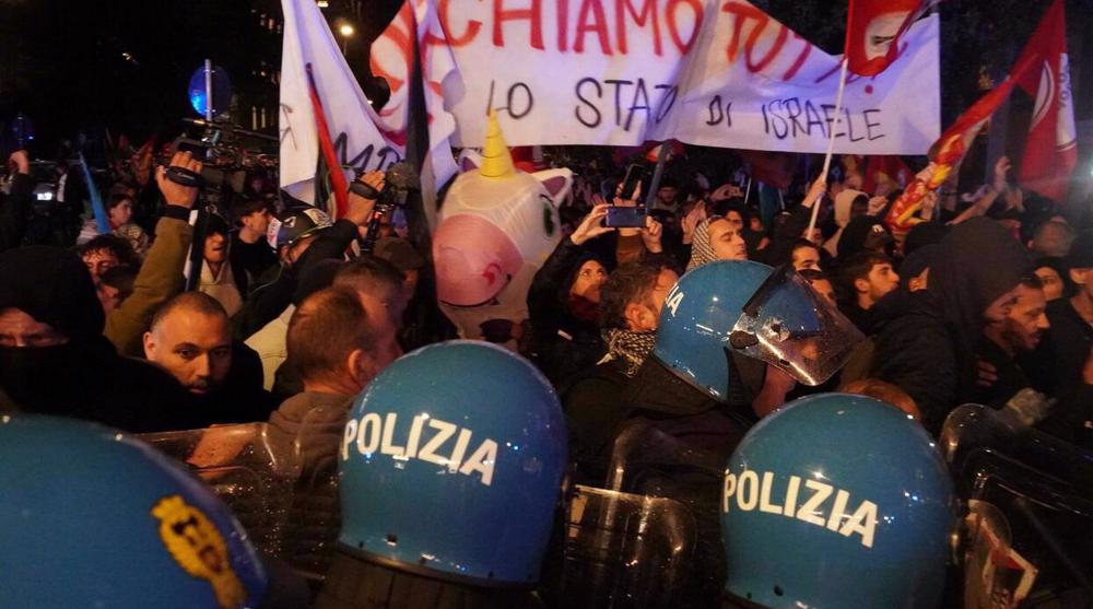Tensions flare at anti-Zionist protest outside Israeli embassy in Rome