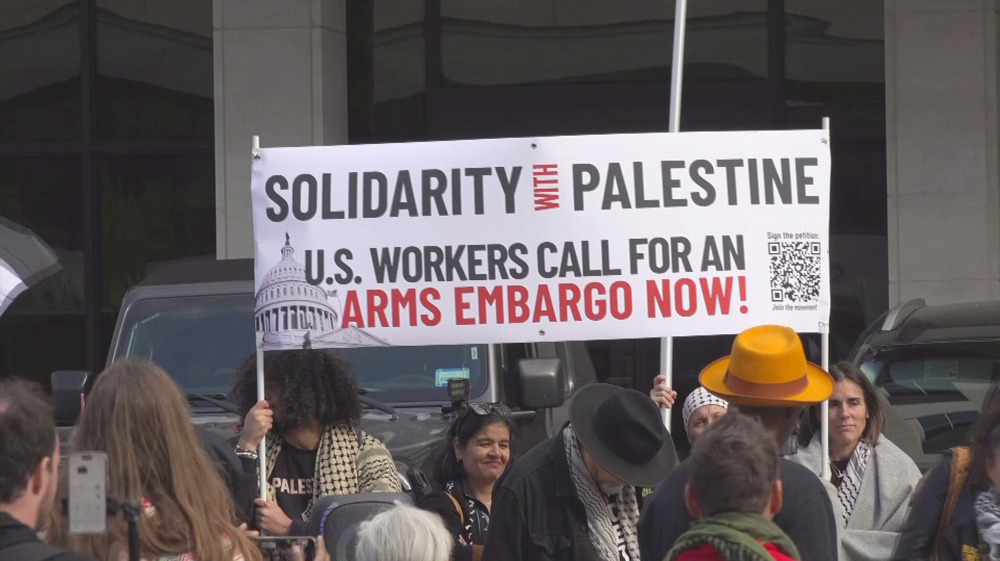 Protesters decry top US union arms shipments to Israel