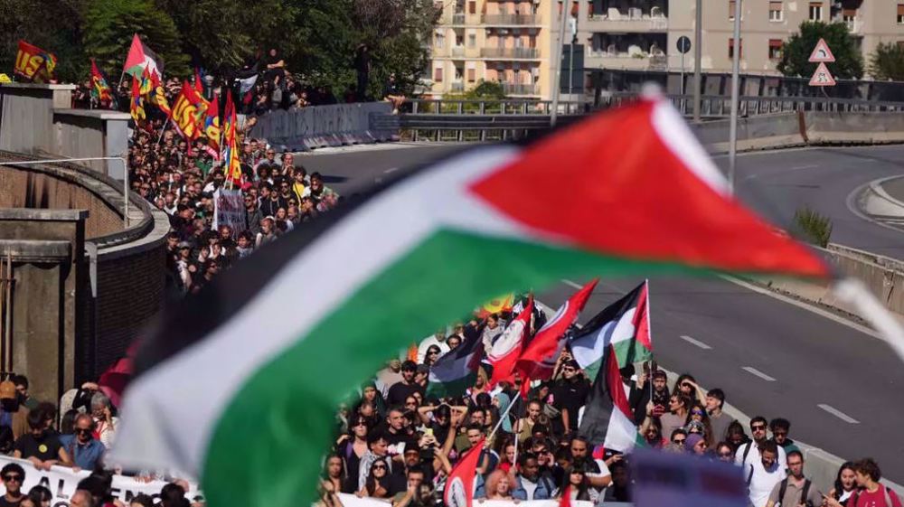 Manifestation à Rome en solidarité avec la flottille Global Sumud