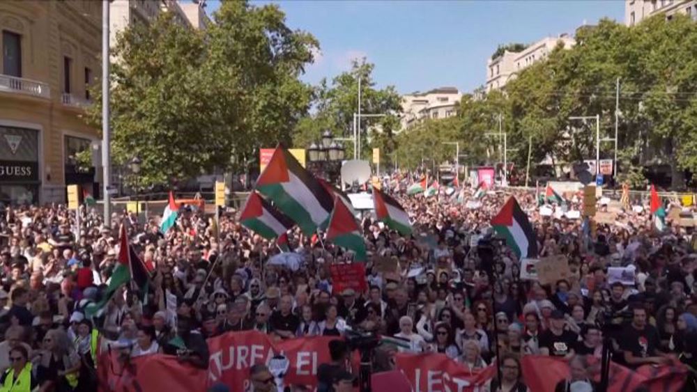 Thousands of pro-Palestinian supporters protest in Barcelona