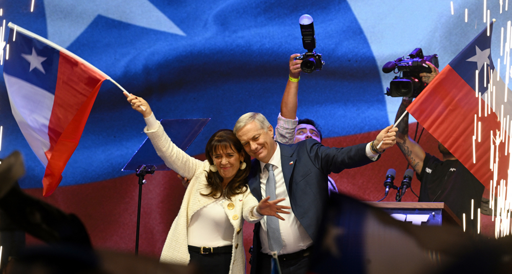 Chile's presidential candidate Jose Antonio Kast (R), of the Partido Republicano party, and his wife