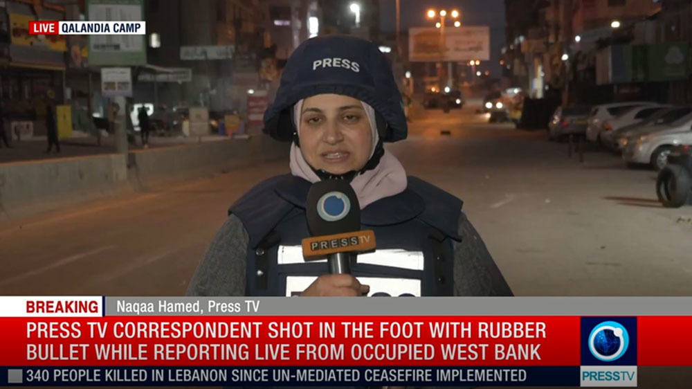 Press TV correspondent injured by Israeli rubber bullets during live coverage