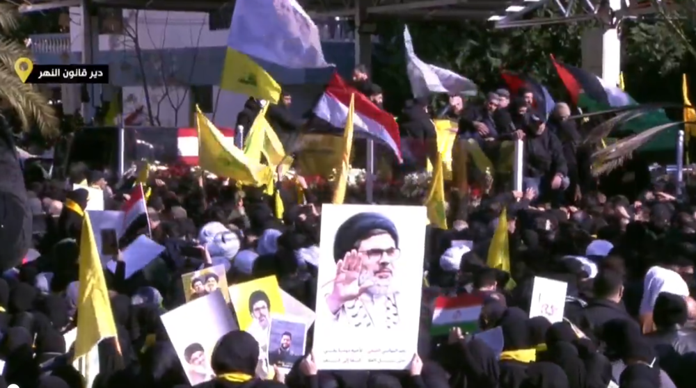 Mourners throng funeral for martyred Hezbollah leader Safieddine in south Lebanon