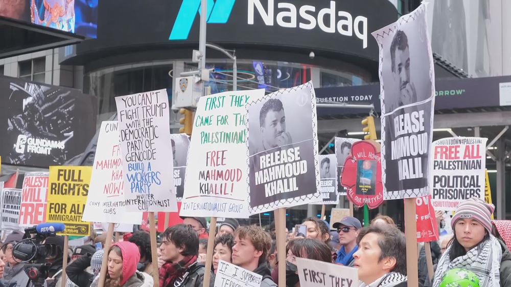 Protest held in New York against Israeli blockade on Gaza