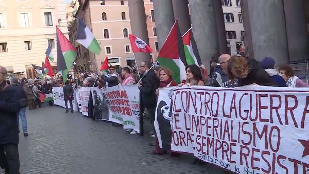 Protest in Rome condemns Israel's resumption of genocidal assault on Gaza