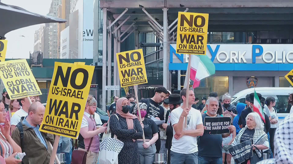Protest in New York against Israeli attacks on Iran