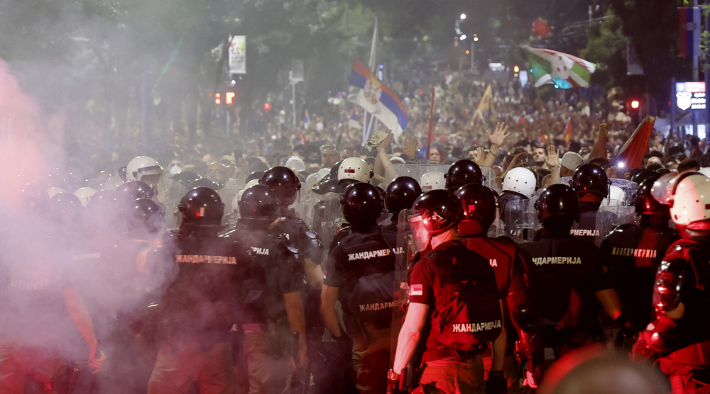 Thousands of anti-govt protesters rally in Belgrade for snap elections
