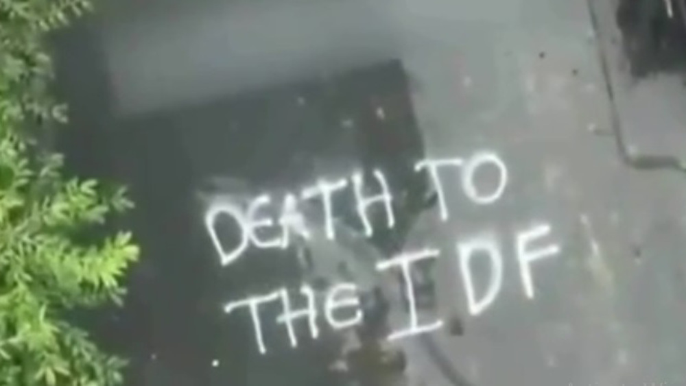 ‘Death to Israeli military,’ ‘you’re a murderer’ graffiti greets Israeli trooper at US home