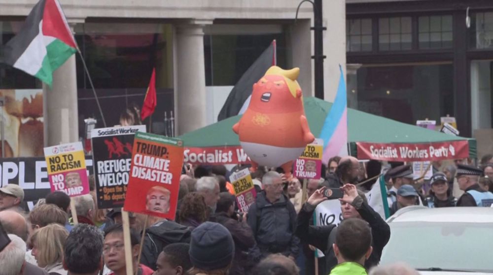 Anti-Trump protesters gather in London against his state visit
