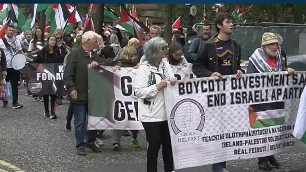 Protesters in Belfast demand end to Gaza genocide
