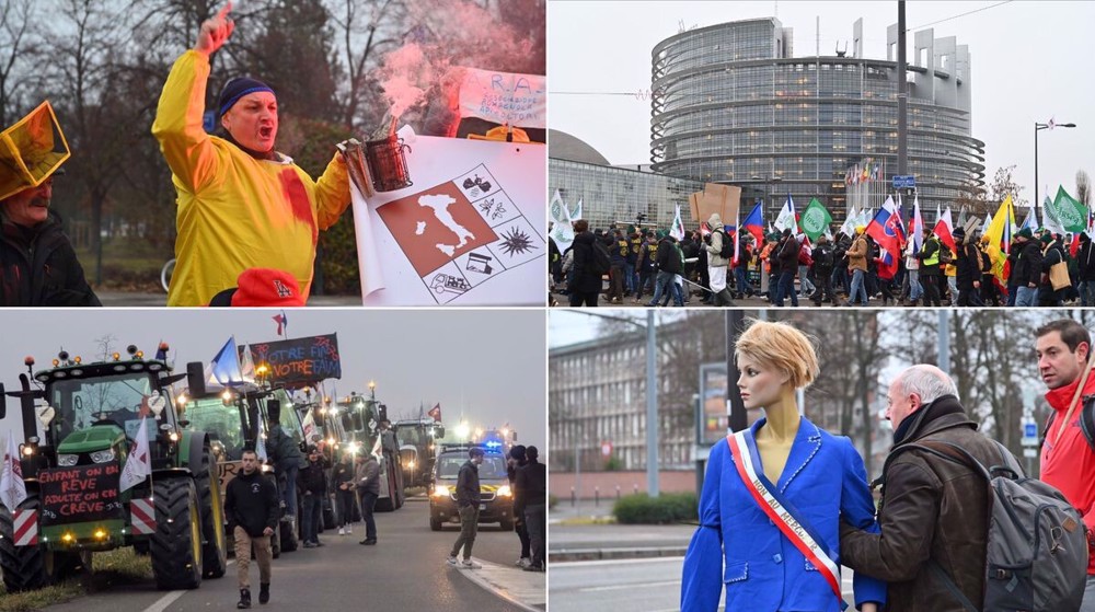 Manifestation contre l'accord UE-Mercosur devant le Parlement européen