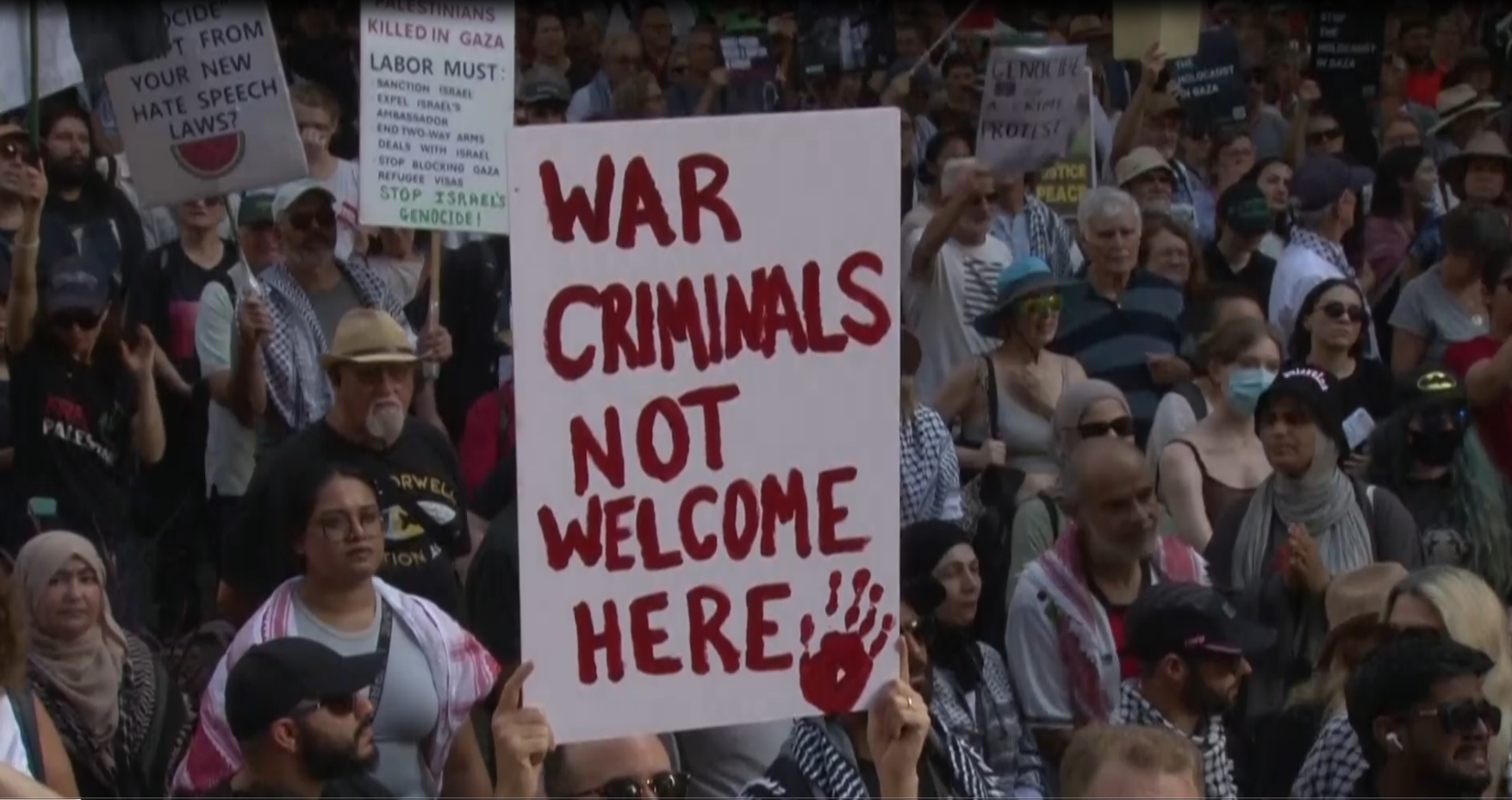 'Not in my name': Pro-Palestinian rally held in Sydney against Israeli president's visit