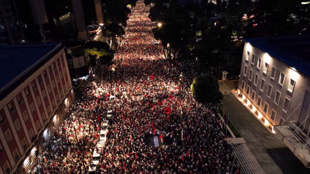 Albanians protest for 12th night against Trump-linked resort project