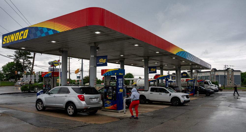 People purchase gasoline at a Sunoco gas station ahead of the Memorial Day weekend in Philadelphia,
