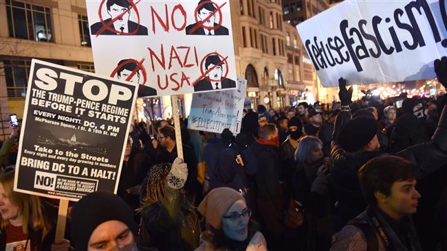 Police, protesters clash amid Trump inauguration