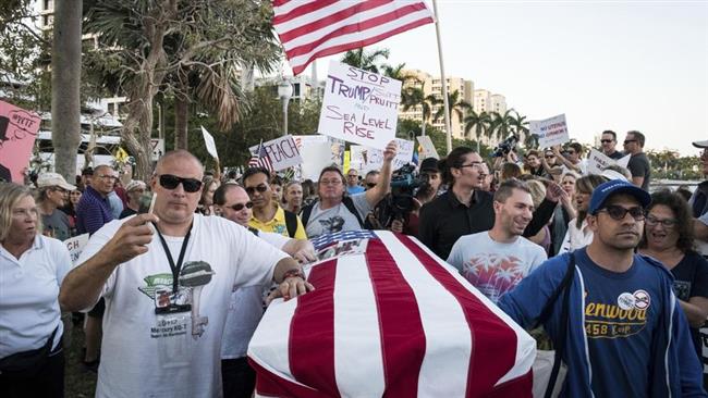 Protesters rally outside Trump’s Florida resort