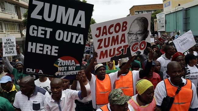 S Africans hold mass protests against Zuma 