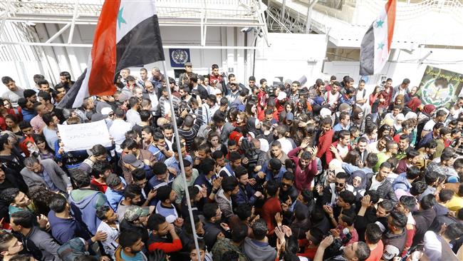 Syrian students protest US missile attack