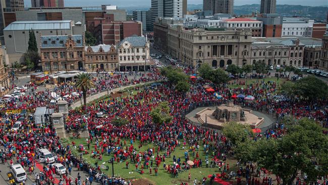 South African opposition parties hold protest against Zuma