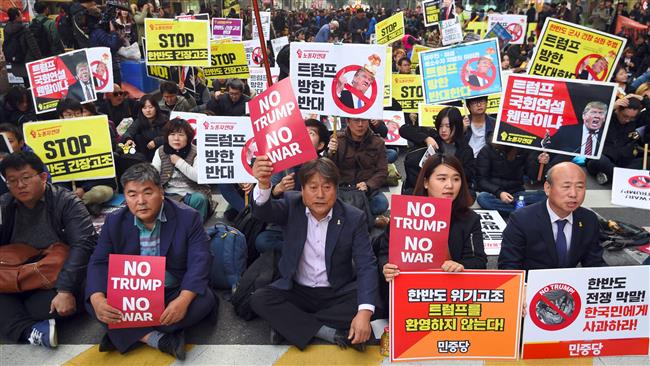 South Koreans hold anti-Trump rally