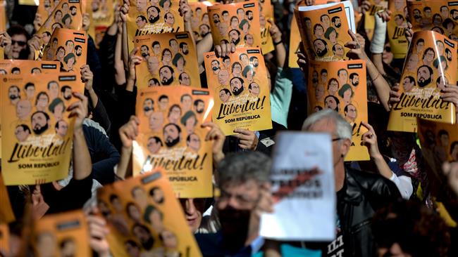 Barcelona protesters want release of Catalan leaders