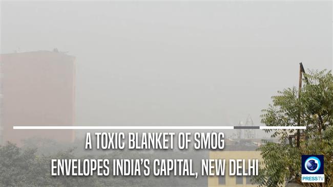 A thick smog envelopes New Delhi  
