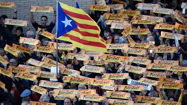 Catalans protest in Barcelona for release of leaders