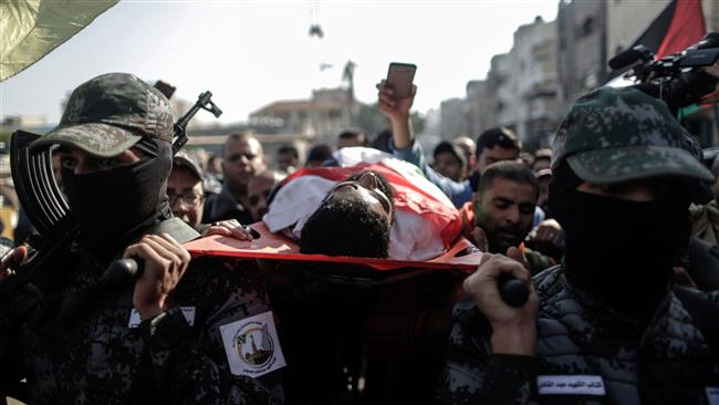 Palestinians hold funeral for victims of Israeli aggression 