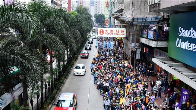 Thousands rally on New Year's Day in Hong Kong