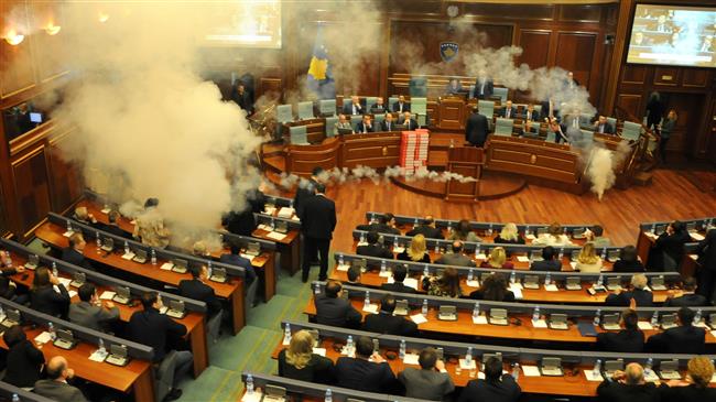 Kosovo opposition fires teargas to halt parliament vote