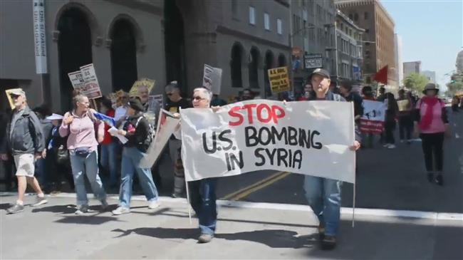 Protests over Syria airstrikes continue across US  
