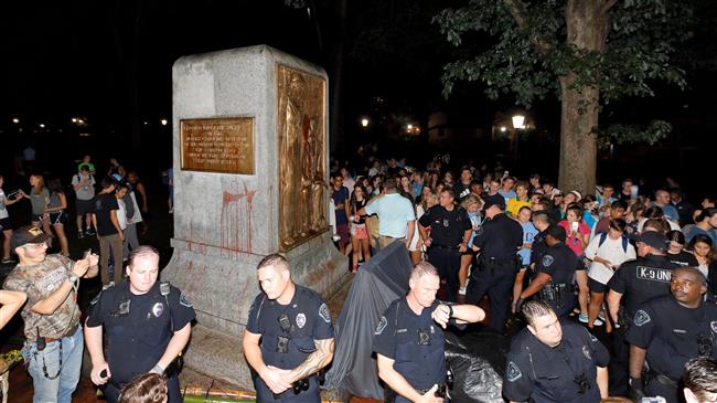 Protesters topple Confederate statue in N Carolina