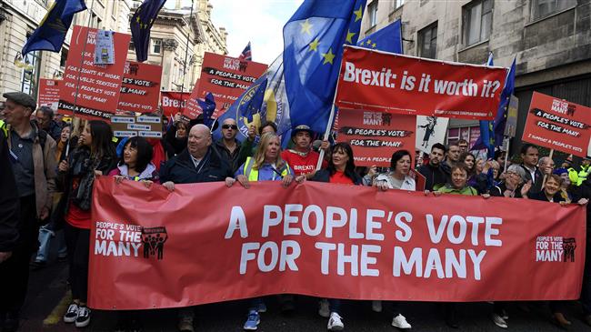 Anti-Brexit protesters march in Liverpool 